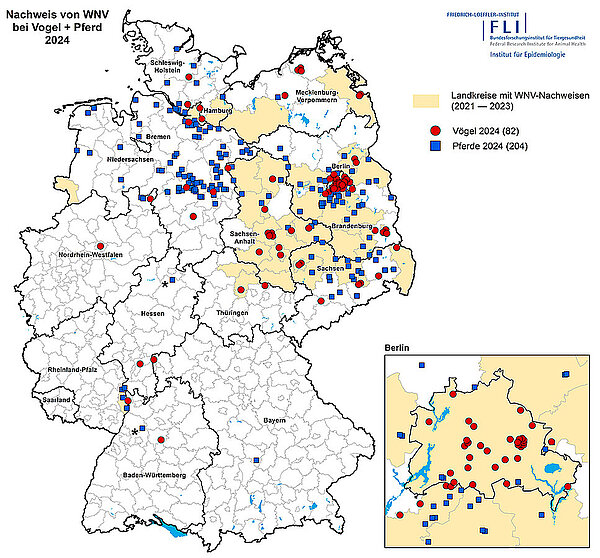 FLI-Übersicht WNV-Nachweise